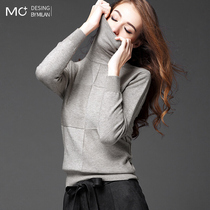 2021 autumn and winter New pullover high collar base shirt female pile collar inside with foreign sweater long sleeve size knitwear