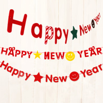 happy new year pull flower decoration flag happy new year pull flower pendant non-woven letter pull flag