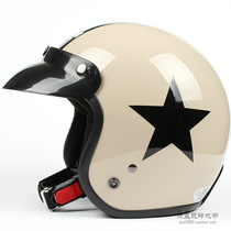 Taiwan Zhengan Khaki black star Harley electric motorcycle helmet men and women sunscreen ultraviolet retro half helmet winter