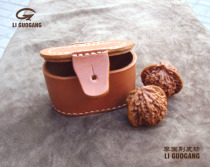 Genuine leather pure cowhide text play walnut leather box collection walnut packaging box walnut maintenance leather goods custom