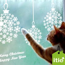 Tielove stickers glass film wall stickers Christmas and New Year living room decoration window stickers-snowflake bells