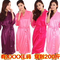Summer short sleeve gown plus fat plus size sexy ice silk bathrobe XXXXXL code pajamas fat MM wear 200kg