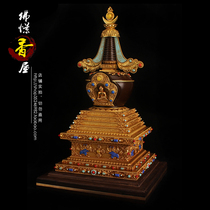 Nepal pure copper gilt gold Bodhi Pagoda Stupa Tathagata Tathagata Tantric Tibetan Buddhist supplies