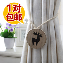  Nordic cotton thread handmade solid wood carving curtain buckle strap cable tie magnet Elk light luxury accessories hanging ball decoration