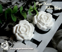 Clothing accessories accessories button handmade diy accessories Big Rose White small medium resin button