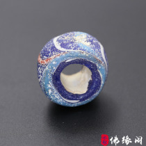 Foyuan Pavilion Han Dynasty blue phoenix tail flower Dragonfly Eye old glazed bucket beads transparent with beads pendant DIY accessories
