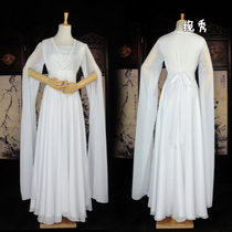 Hanfu improved ancient style elements white womens long dress soft Sister White shallow same three life three ten li peach blossom