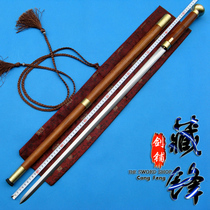  Longquan Tibetan dragon sword sword Sour branch wood handmade lock Big copper head cane sword Crutch sword without blade