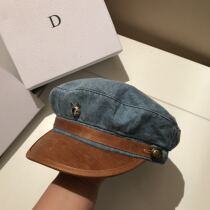 French autumn art Korean hat denim leisure Japanese Joker painter hat duck tongue lady fashion octagonal hat