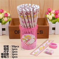 Student children cartoon pencils 50 cute rabbit barrel Primary School students writing HB lead-free non-toxic pen