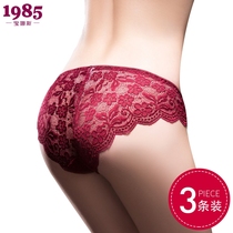  Bonas panties female lace sexy low waist hot seamless hollow transparent large size red ladies briefs head