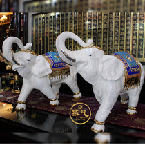 Taiwan copper gilt painted elephant ornament a pair of office recruitment elephant living room na cai home sucking fortune elephant