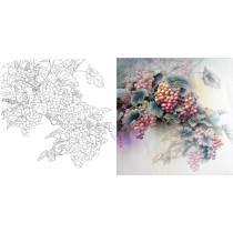 Gongbi painting white sketch manuscript Grape bucket Fang Sun Xizhi physical white paper print draft 66*66 with color map 368T