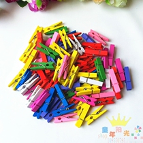 Cute wooden color DIY decorative photo wall color Mini small wooden clip message clip color photo clip
