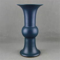 Daqing Yongzheng deep blue glaze flower bottle Jingdezhen high-end antique porcelain antique collection all handmade