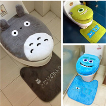 Cute Chinchilla plush toilet cover seat ring Three-piece toilet cover cover seat trap floor mat