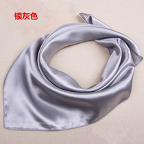 Professional performance scarf silk scarf Light gray silver gray small square towel stewardess bank hotel spring summer and autumn silk scarf print L0GO