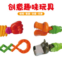 New childrens robot pull clip crocodile evil dog fist telescopic fist gun funny tricky toy