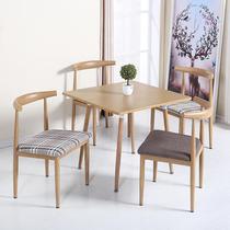 Dining table and chair combination Simple modern square table Casual dining table Restaurant table Dessert milk tea shop Horn chair Imitation solid wood