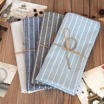 2 pieces Japanese literary plain stripe handmade cotton linen Western napkin placemat fabric napkin cloth photo background