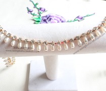 Water drop Pearl Rhinestone chain gold handmade DIY sandals material skirt collar drill headdress headscarf