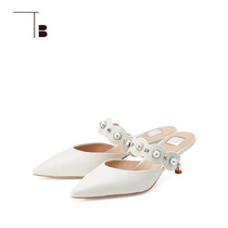 TB tuobei New Pearl word with cowhide tip low heel Mueller sandals female summer Q0281053