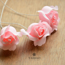 Taiwanese handmade silk flower cloth rose fake flower DIY jewelry decoration A29 pink mini simulation flower