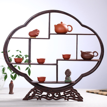 Haolinxuan Chicken Wing Wood Large Begonia-shaped Multi-treasure frame antique frame antique rack tea set decoration