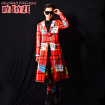 Exclusive ] Nightclub male singer DSDJ Right Zhilong GD red line big - brand long - range bar performance clothing accessories