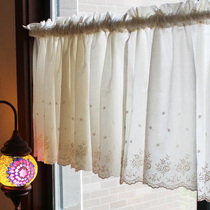 American countryside field garden hollowed-out pure cotton embroidered cotton linen coffee curtains kitchen finished curtain small curtain head half-curtain
