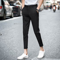 Nine-point pants male Korean version of the trend slim casual trousers wild British thin feet 9-point black pants male