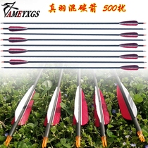 Archery true feathery archery traditional anti-trami hunting bow with real feather carbon arrow for head 6 bows and arrows anti-explosion arrow