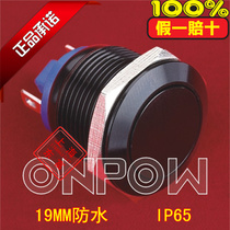 ONPOW Zhejiang Redwave Button 19mm GQ19F-10 J A black metal flat head self-repellent waterproof button