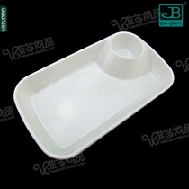 Garbo A5 material melamine tableware hotel rectangular plate imitation porcelain plate White fast food plate soup plate B335