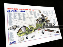 U.S. Global Hawk RQ4A RQ-4A Unmanned Reconnaissance Aircraft Structure Diagram Weapon Knowledge Wall Chart Poster Decorative Painting
