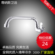All copper in-wall kitchen faucet in-wall vegetable basin faucet 4 points single cold sink faucet