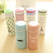 Cartoon stainless steel thermos cup female warm Cup cute student cartoon cup capacity portable anti-drop plastic tea