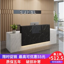  Company front desk desk imitation marble cashier counter Simple modern custom bar front desk reception desk