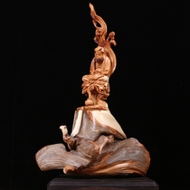 Masters work Taihang Cliff Wood carving crafts natural root carving ornaments boutique living room Dharma Buddha statue