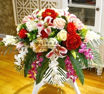 Simulation long welcome table flower silk flower wedding front hall podium set flower podium business flower