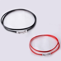 925 pure silver buckle head red black leather rope male and female necklace pendant hanging pendant fit rope DIV item pendant cotton rope Rarope neck chain