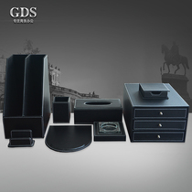 Leather Desktop Upscale Business Office Containing Supplies Suit Cabinet Pen Holder Document Base price