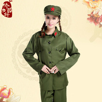 Cultural Revolution Red Guards Green Army Revolutionary Liberation Costume Performance Costume Performance Photo 65-style Old Military Women