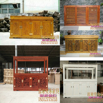 YL020 solid wood fish tank cabinet Huali Elm fish tank bottom cabinet shutter door carved dragon cylinder base partition can be customized