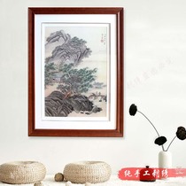 Cantonese embroidery Guangxiu boutique landscape Tang Yin landscape Chinese painting Living room Bedroom study entrance decorative painting Pure hand embroidery