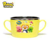South Korea imported pororo Penguin stainless steel insulated soup bowl large double-layer anti-scalding handlebar childrens tableware