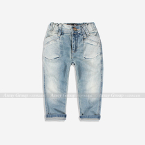 Boy girls body washed with washed jeans 2017 spring and summer New products Europe and America wind thin and light-coloured long pants tide