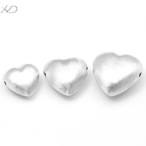 XD P644 heart-shaped wire drawing beads 925 silver DIY accessories Wire Drawing Vegetarian Silver Septal Beads accessories