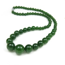  Xinjiang Hetian jade Jasper necklace round beads fashion spinach green necklace tower beads female pendant limited-time special offer