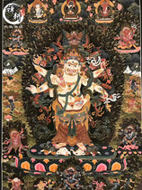 Hand-painted new six-arm mahagala thangka porch decorative painting study wall painting mural